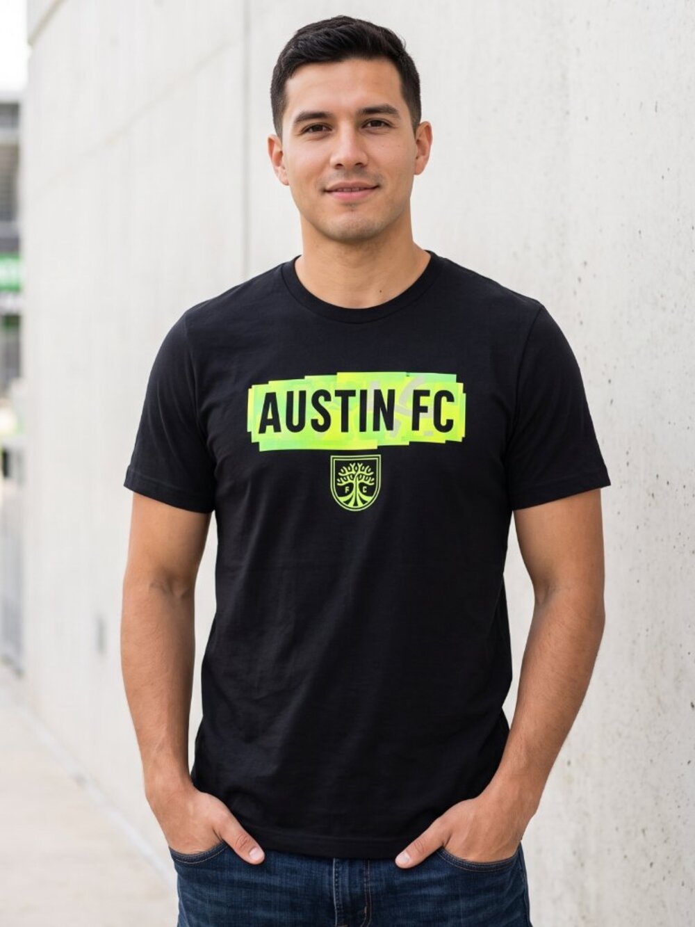 NWT | Adidas Austin FC Black Neon Green Graphic Soccer Performance Tee | XSmall